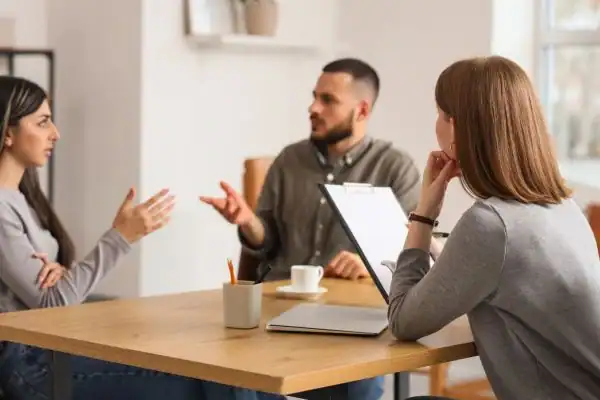 Image of couple access free mediation using family mediation voucher scheme Trafford